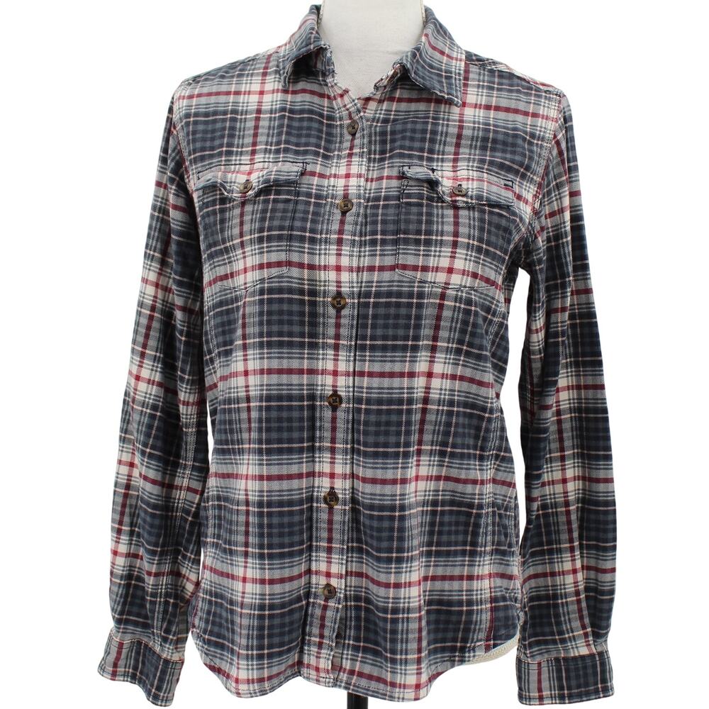 Carhartt Small 4/6 Flannel Plaid Button Up Shirt Pockets Long Sleeves Green Red